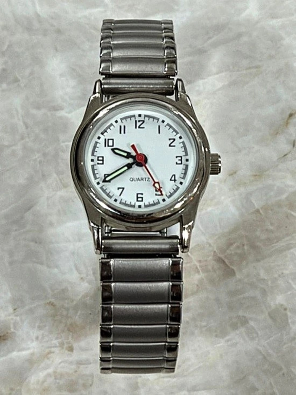 Silver-Tone Analog Watch with Stainless Steel Band